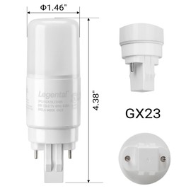 Silverlite 5w(13w CFL Equivalent) LED Stick PL Bulb GX23-2 Pin Base, 500LM, Daylight(4000k), Driven by 120-277V and CFL Ballast, UL Classified, 2 Pack