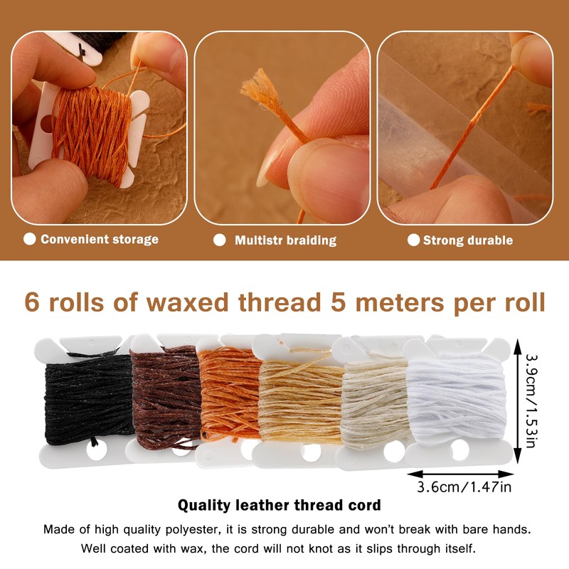 Upholstery Repair Kit, Leather Sewing Kit with Upholstery Thread Cord,Large-Eye