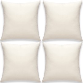 Yonous Cushion Covers, Soft Premium Velvet Decorative Throw Pillow for Sofa Bed Couch Chair, Set of 4, Milk White, 20 x 20 inch / 50 x 50 cm