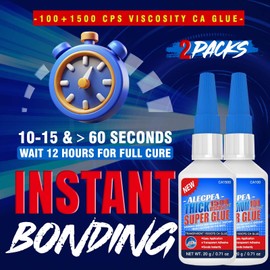 40g(1.4oz) Thin Thick CA Glue, Premium Cyanoacrylate Super Glue for Wood, Glass, Metal, Paper, Leather, Plastic, Ceramic, Rubber, Jewelry, Woodworking, Hobby Models, and Craft Project