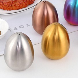 Stainless Steel Salt and Shakers, 3 Holes, Egg Shaped Jar, Leakproof, Design, Versatile for the Kitchen (Silver)