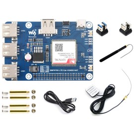 SIM7670G LTE Cat-1/GNSS HAT Board for Raspberry Pi 5/ 4B/ 3B+/3B/ Zero W/Zero 2W, Support Global Multi-Band LTE 4G Cat-1/ GNSS Positioning/Dial-up on Windows/Linux/, with 3X USB 2.0 Extended Ports