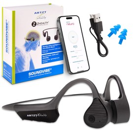 ARTZT neuro SoundVibe Wireless Bone Sound Headphones with Microphone Open Ear Headset - Protection Against Water and Dust - Sports Headphones for Sports Leisure Neuroathletics 13 x 11 x 4.5 cm Grey