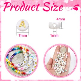 TOAOB Pack of 300 4 x 7 mm White Letter Beads Golden Word A to Z and Other Round Acrylic Spacer Beads for Jewellery Making