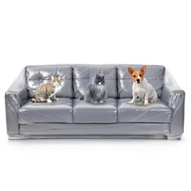 Besti Plastic Couch Cover for Pets - Clear Slipcovers for Big Sofas - Dust, Water, Dirt Furniture, Upholstery Protectors for Home, Living Room - Dog and Cat Scratch, 96x42x40
