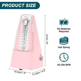 sourcing map Mechanical Metronome,High Accuracy Musical Timer with Metal Movement Universal Metronome for Piano Guitar Violin Ukulele Player,Pink