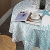 YSWOW Nautical Coastal Tablecloth Beach Starfish Coral Seashell Art Printed