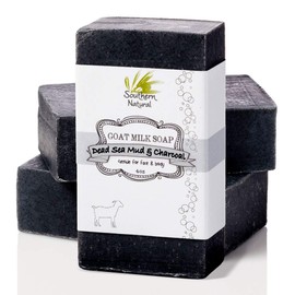 Southern Natural Activated Charcoal Soap Bar (3 Pack) Charcoal Face Soap, Acne Soap and Body Soap For Sensitive Skin. Made With Dead Sea Mud, Goat Milk & Peppermint Essential Oil. 4-4.5 oz bars