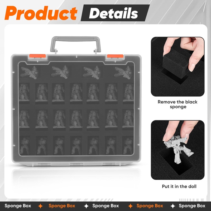 Miniature Storage Carrying Figure Case - 50 Slot Figurine Minature