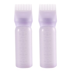 Pimoys Root Comb Applicator Bottle 6 Ounce Hair Oil Applicator 2 Pack Applicator Bottle for Hair Dye Bottle Applicator Brush with Graduated Scale, Purple