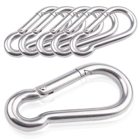 LAMXD Carabiner Clip, 6 Pcs 304 Stainless Steel M6 Carabiner Clip Heavy Duty, Small Carabiner Clips For Hiking, Camping, Fishing, Dog Leash & More