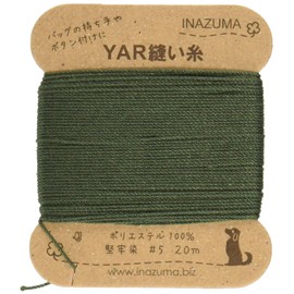INAZUMA YAR5-13 YAR Sewing Thread #5 Thread 66.6 ft (20 m) Roll #13 Olive