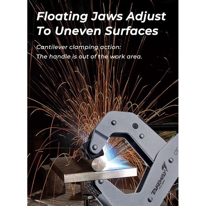 TAKEWAY Clamp with T-Handle, Deep Throat Welding and Fabricating, Multi-Purpose