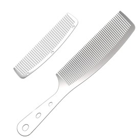 Set of 2 Metal Antistatic Hairdressing Combs Stainless Steel Hair Comb Cutting Comb Set Hair Styling Hairdressing Comb for Men Women Salon (Pocket Comb and Handle Rake Combs)