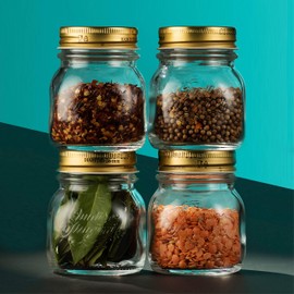 Bormioli Rocco Quattro Stagioni Small Glass Mason Jars 5 Ounce Mini Jars (12-Pack) with Metal Airtight Lid, For Jam, Jelly, baby food, Crafts, Spices, Dry Food Storage, Wedding favors, Decorating Jar