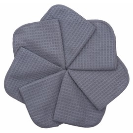 GQZLUCK Microfiber Kitchen Dish Cloths Thick Dish Rags Cleaning Cloth Waffle Weave Washcloths Odor Free Ultra Absorbent 12Inch X 12Inch 7 Pack (Black)