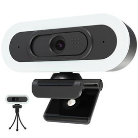saylas 2K 50FPS Webcam, Streaming Camera with Fill RGB Lights, Autofocus, Dual Noise-Cancelling Microphones, Privacy Cover and Tripod for Computer, PC, Zoom, Skype, Teams, Laptop