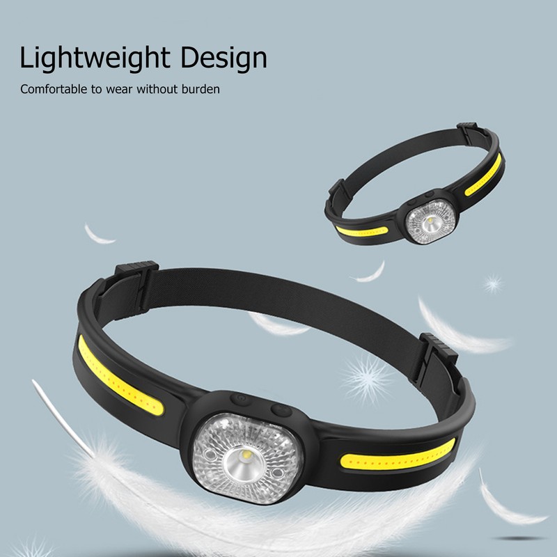 Silicone Headlamp Adjustable Light USB Charging COB Sensing Lamp for
