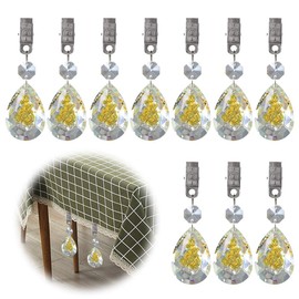 Glarks Tablecloth Weights Set, 10Pcs Metal Clip AB Crystal Glass Teardrop Prisms Pendant Tablecloth Weights (Rose)