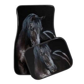 4 Pcs Car Floor Mats All Weather Carpets Fit Most Trucks SUV Van,Black Horse Universal Fit Automotive Foot Mats