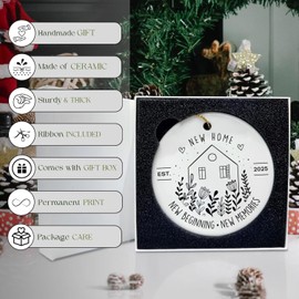 Home Ornament 2025, House Warming Ceramic Gift, New Beginning, Housewarming Presents for Women, Couple, Home Owners Gift Idea