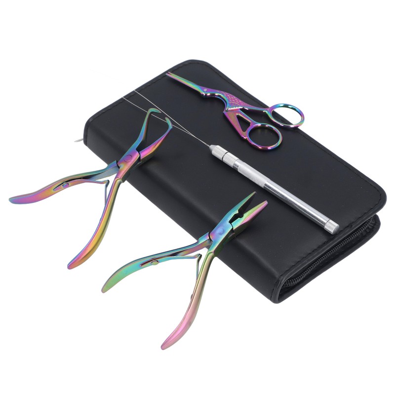 4pcs Hair Extension Tools with Pliers Wire Loop Beading Hook
