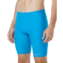 Runhit Swim Jammers for Men Competitive Swim Racing Team Swimsuit Quick Dry Athletic Swimming Shorts UPF 50+ Blue S