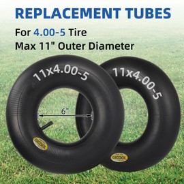 GICOOL 11x4.00-5 Replacement Inner Tube, 2 Pack with TR-13 Valve Stem, Heavy Duty, for Zero Turn Mower Front Tire