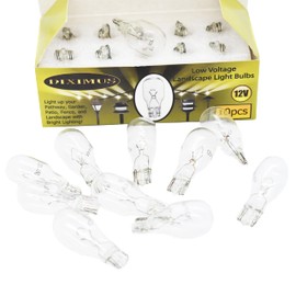 Diximus Landscape Light Bulbs - 20 Pack - 12v Light Bulb - 7 Watt Low Voltage Light Bulbs - T5 Wedge Base Bulbs - Compatible with Malibu Lights - Patio Garden Light Bulbs