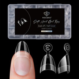 Modelones Nail Tips, 510 Pieces, Full Cover Nail Tips Set, Gel Tips Set, Pre-Buff PMMA Resin Nail Tips, Artificial Nails for Sticking, Nail Art, DIY, 15 Sizes, XS Almond