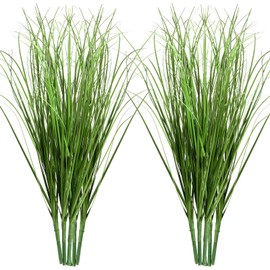 10 PCS Artificial Wheat Grass Plants, 14.6 Inch Faux Shrubs Wheat Grass Greenery Stems with Realistic Look, Fake Tall Grasss for Indoor Outdoor Decor, Artificial Plants for Home Office Garden, Large