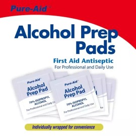 Pure-Aid 70% Alcohol Prep Pads – 40 ct Individually Sealed Wipes