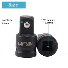 Juttzzei Impact Socket Adapter, 1/4 Inch Drive (F) x 3/8 Inch (M) Socket Adapter, Premium Black Chrome Vanadium Steel 1/4" x 3/8" Impact Socket Reducer for Use with Air Impact Wrenches, Breaker Bars