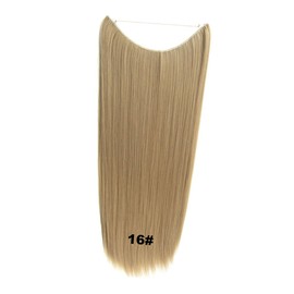 minkissy Hair Extensions Women Real Human Hair Extensions Black Straight Fish Line Hair Piece One Piece for Party and Daily Use