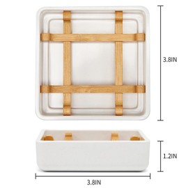 Bamboo Soap Dishes for Bar Soap Holders for Shower for Bathroom Sink Bulk Small Wooden Soap Tray Jabonera Pretty Neat Ventilated Soap Dish Disj Disk, Detachable (Single Right Angle White)