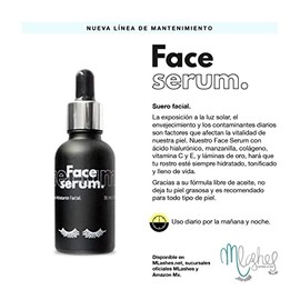 Face Serum MLashes con Ácido Hialurónico + Colágeno + Vitamina C + Vitamina E y Láminas de oro