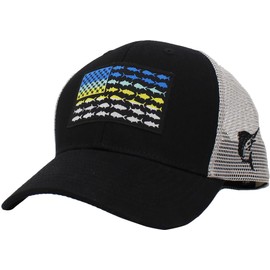 Funky Junque Snapback Hat for Men: Fish Flag Mesh - Black/Lt Grey