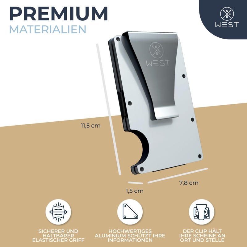 WEST Metal Wallet, silver, Casual