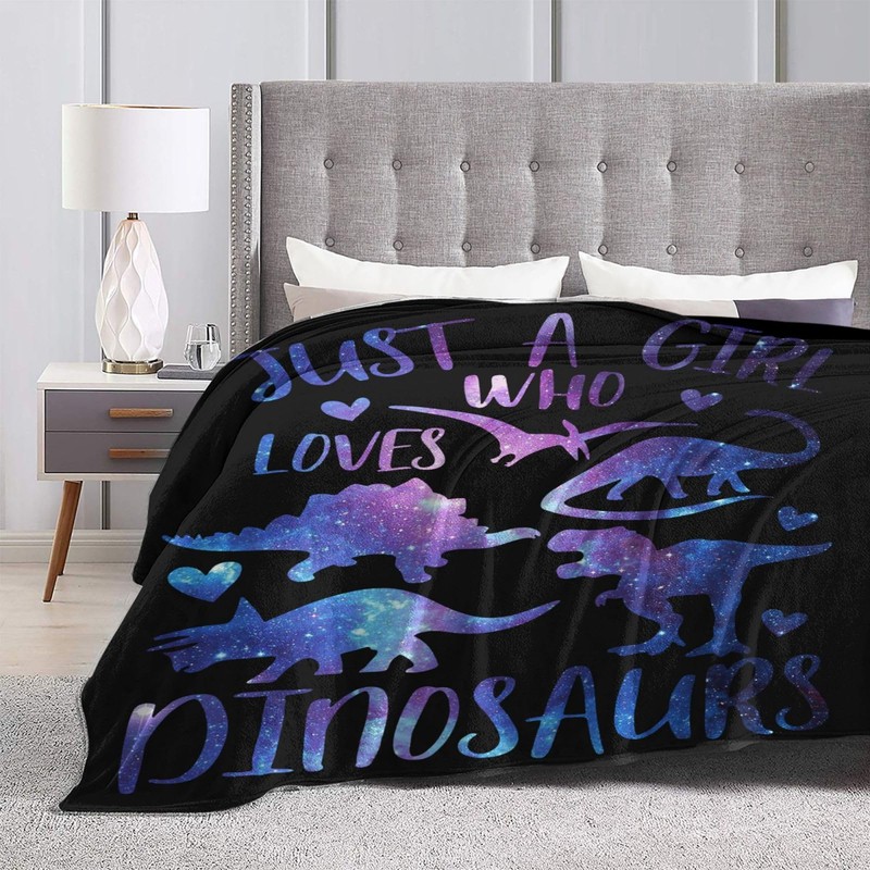 Just A Girl Who Loves Dinosaurs Blanket Throw Blanket Flannel