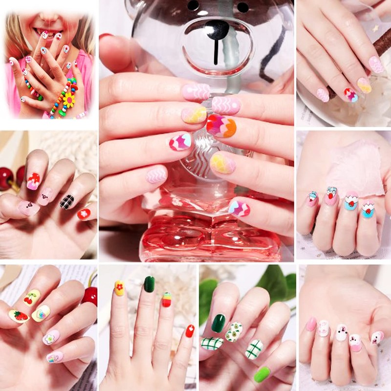 144 Pieces Kids Stick On Nails, Full Cover Children False
