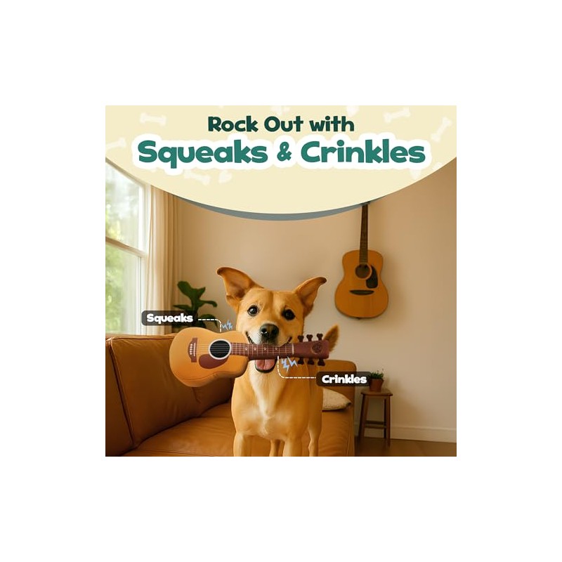 PUPROAR Guitar Dog Toy, Funny Dog Toy, Unique Dog Gift,