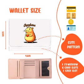BJDAMAI Capybara Wallet For Teens Kids Girls Age 6,7,8,9,10,11,12, Small Slim Thin Mini Compact Women Wallet, Animal Lovers Gifts Stuff, Cash Card Coin Pocket Window For Female!