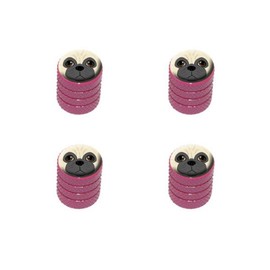 GRAPHICS & MORE Pug Face - Dog Pet Tire Rim Wheel Aluminum Valve Stem Caps - Pink Color