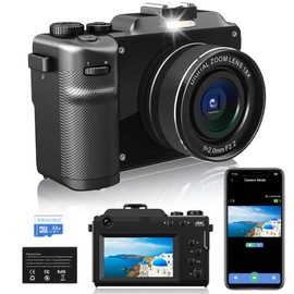 4K 48MP Digital Camera for Photography: 18X Zoom Dual-lens Travel Vlogging Camera with 32GB SD Card for Youtube Tiktok, 3''Autofocus Compact Camera for Teenagers Beginners Students