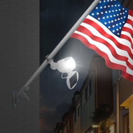 enrybia Flagpole Light Solar Powered, 2 in 1 House Mounted Solar Flag Pole Light, Adjustable Metal Clamp Fits 1-3.5 in Diameter Flagpole, Brightest 4 LED Flag Lights Outdoor Waterproof Dusk to Dawn