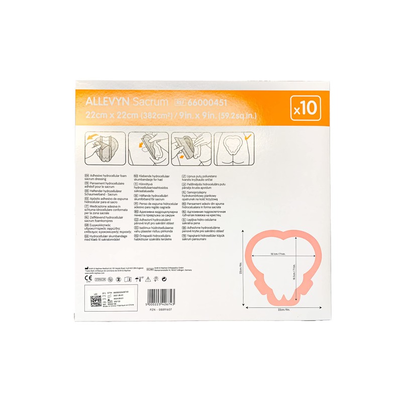 Allevyn Sacrum Groß Kontourierte Wundauflage