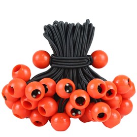 50 PCs Ball Bungee Cords - 6 inch Reusable Tarp Bungees Canopy Tie Down Cord Bungee Ball Cords for Canopies Camping Tarps Cargo Tent,Orange
