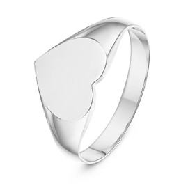 LANDA JEWEL Ladies Sterling Silver Heart Shape Medium Weight Polished Signet Ring 8x11mm (5)