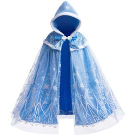 PURFEEL Girls Elsa Anna Velet Cape Hooded Cloak Kids Play Cape Dress up Costume 2-10Years
