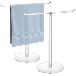 Clear Acrylic Hand Towel Holder Stand, T-Shape Free-Standing Towel Rack for Bathroom & Kitchen, Modern Minimalist Design, Simple Assembly, Countertop Organizer